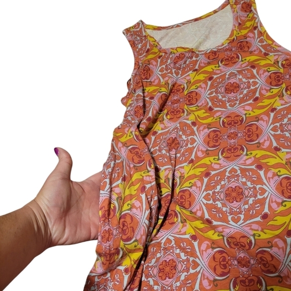 Soft Surroundings Santiago Medallion Maxi Dress Pink Jersey Knit Large 2EE22 - Picture 3 of 8